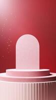 AI generated Chic Pink and White Terrazzo Podium for Elegant Product Display photo