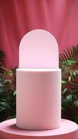 AI generated Modern Pink Podium with White Terrazzo Finish for Stylish Showcases photo