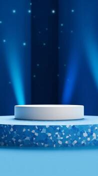 AI generated Modern Blue Terrazzo Display Pedestal for Product Showcasing photo