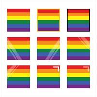 various styles of LGBTQ square icon. Pride day vector icon. Rainbow love concept. Human rights and tolerance. LGBT gay and lesbian pride symbols, Icon template. Vector illustration isolated