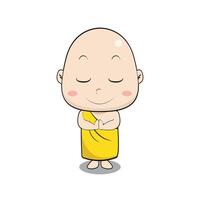 cute little monk cartoon character vector