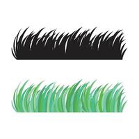 colorful green grass, black and white grass object on white background, vector illustration
