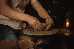 pottery workshop, clay product, authentic atmosphere, background photo