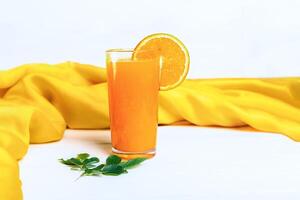 Be cut to remove the orange juice to drink and eat photo