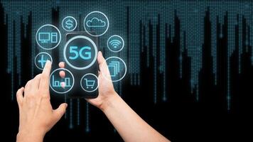 5G Internet is the new technology of the future, linking communication photo