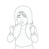 Vector illustration of a very angry girl, she screams and clenches her fists. Aggressive