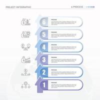 Infographic process design with icons and 6 options or steps. vector