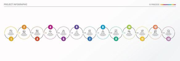 Infographic process design with icons and 13 options or steps. vector