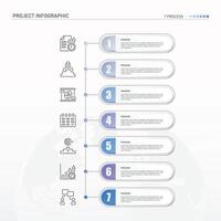 Infographic process design with icons and 7 options or steps. vector