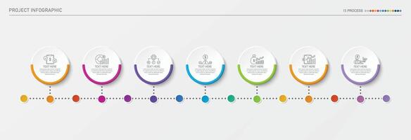 Infographic process design with icons and 7 options or steps. vector