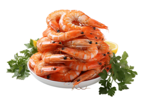 AI generated raw shrimp seafood dish, generative ai png