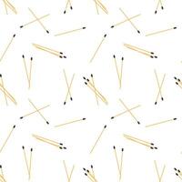 Matchstick seamless pattern on white background. Wood sticks vector