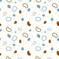 Marine summer sea bottom background. Pattern with stones and abstract small shapes and contours. Brown and blue colors. vector