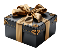 ai generiert schwarz Gold Geschenk Box Element Dekoration Vorlage mit Luxus und elegant Design, ai generativ png