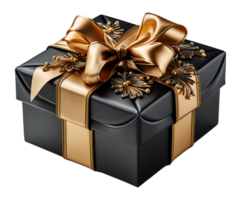 AI generated black gold gift box element decoration template with luxury and elegant design, ai generative png