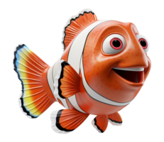 AI generated clownfish animal portrait with transparent background.generative ai png