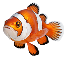 AI generated clownfish animal portrait with transparent background.generative ai png