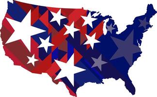 National flag image on the US map abstract geometric vector banner