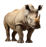 AI generated rhino animal portrait with transparent background, generative ai png