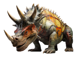 ai generato antico animale cornuto dinosauro illustrazione su trasparente sfondo, generativo ai png