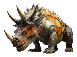 AI generated ancient animal horned dinosaur illustration on transparent background, generative ai png