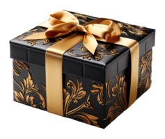 AI generated black gold gift box element decoration template with luxury and elegant design, ai generative png