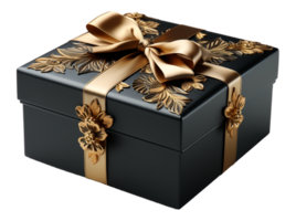 ai generato nero oro regalo scatola elemento decorazione modello con lusso e elegante disegno, ai generativo png