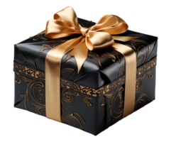 AI generated black gold gift box element decoration template with luxury and elegant design, ai generative png