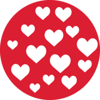 Small white heart shapes inside a red circle png