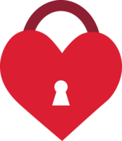 Transparent red heart-shaped unlocked padlock png