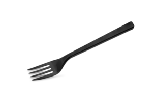 Black plastic fork isolated on transparent background png