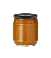 BBQ sauce in glass jar isolated on transparent background with clipping path png