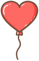 Hand drawn doodle cartoon style illustration of cute kawaii heart shaped balloon for Valentines png