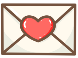 Hand drawn doodle cartoon style illustration of cute kawaii Love letter for Valentines day png