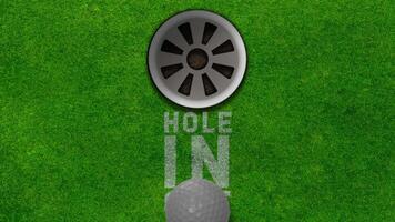 Hole In One Golf Background. Golf ball dropping into the hole. Animated graphics background video