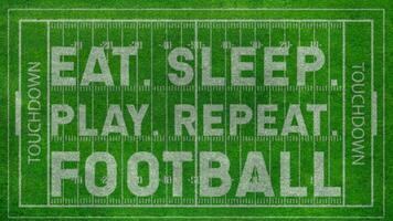 comer. dormir. jugar. repetir. fútbol. americano fútbol americano animado gráfico antecedentes. video