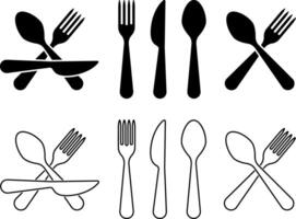 plantilla tenedor cuchara cuchillo icono comida clipart vector ilustración