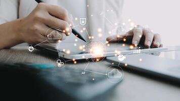 Digital transformation technology strategy, IoT, internet of things. transformation of ideas and the adoption of technology in business in the digital age, enhancing global business capabilities. Ai video
