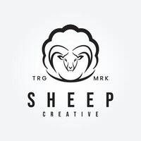 oveja cabeza logo línea Arte diseño vector ilustración