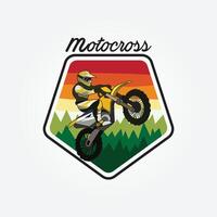 adventure dirt bike badge motocross logo vector illustration design, clever creative icon sticker symbol