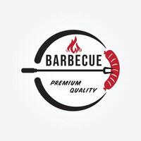 Smoked sausage barbecue, grill, logo vector illustration design