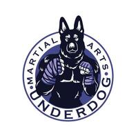 dog martial arts athletes badge logo vector illustration