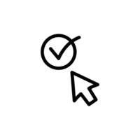 Correct selection icon design with cursor. No clicks. Cursor button to select the correct one on white background. vector