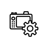 Wrench icon design with camera icon, service tool symbol, settings sign, isolated on white background. vector