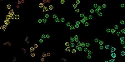 Plantilla de vector multicolor oscuro con signos esotéricos.