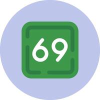 Sixty Nine Flat Circle Icon vector