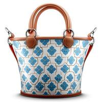 AI generated a small handbag with a blue and white pattern photo