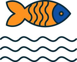 Fish Line Filled Two Colors Icon vector