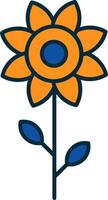 Sunflower Line Filled Two Colors Icon vector
