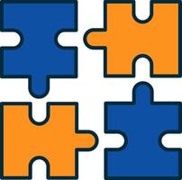 Puzzle Line Filled Two Colors Icon vector